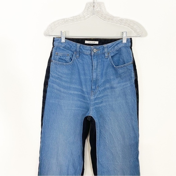 Pacsun 27 90s Boyfriend High Rise Jeans Blue Black Two Tone Paneled Straight Leg - Picture 3 of 12